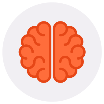 orange brain circle icon