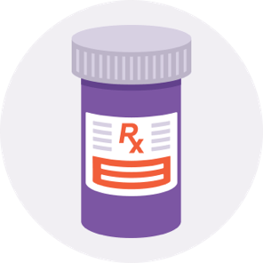 Purple prescription pill bottle icon