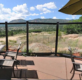 Scenic patio view of mountains