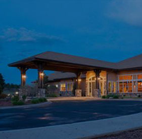 Front entrance at night