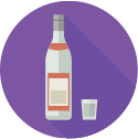 icon with bottle of liquor and shot glass