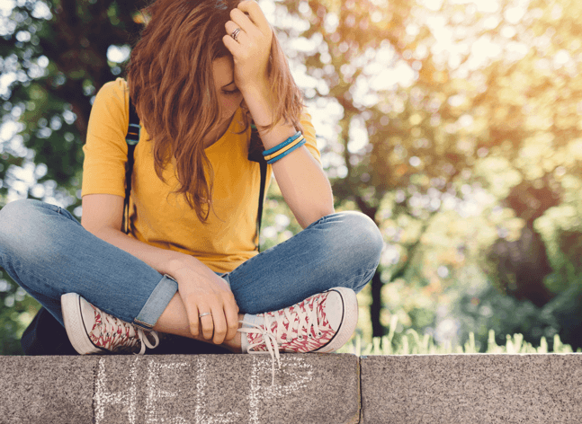 young homeless female student 