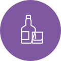 Purple alcohol bottle with glass icon