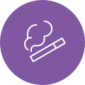 Purple smoking cigarette icon