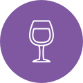 Purple glass of wine icon