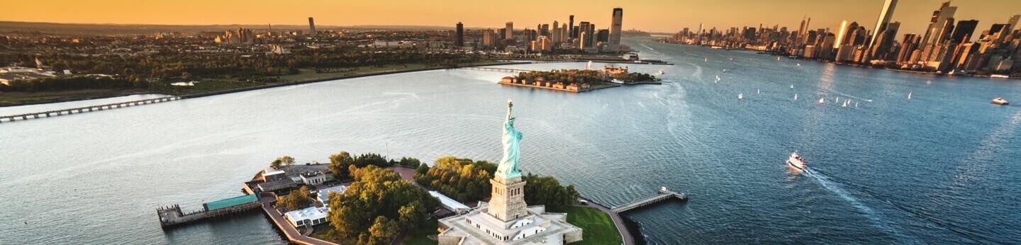 Aerial view of the Statue of Liberty