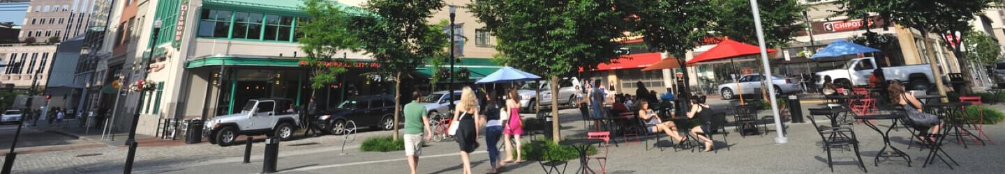 People walking in the shopping district