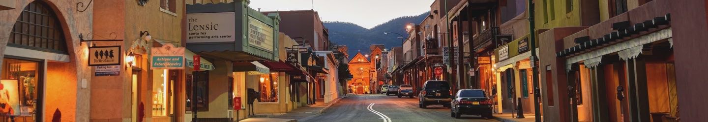 View of Santa Fe street at dusk