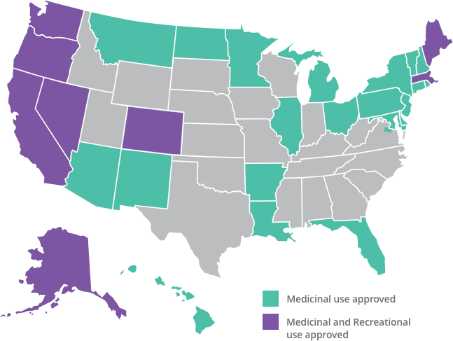 29 states approve the medicinal or recreational use of marijuana
