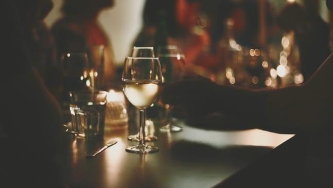 Bar with wine glasses