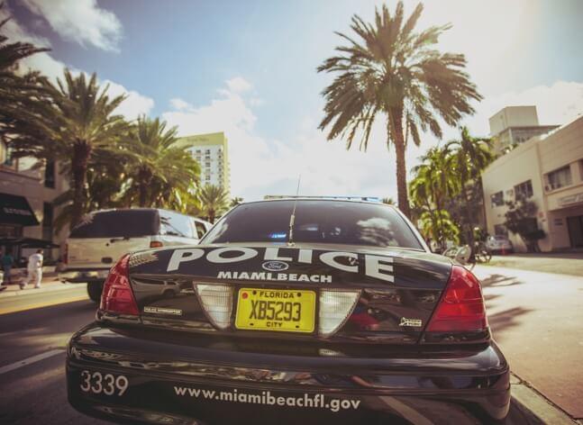 Miami Beach police officer car parked on the street