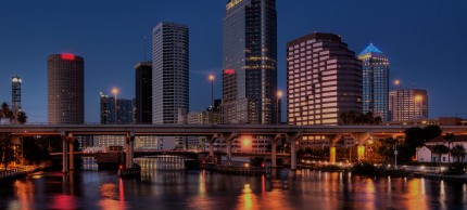 Downtown Tampa skyline at night