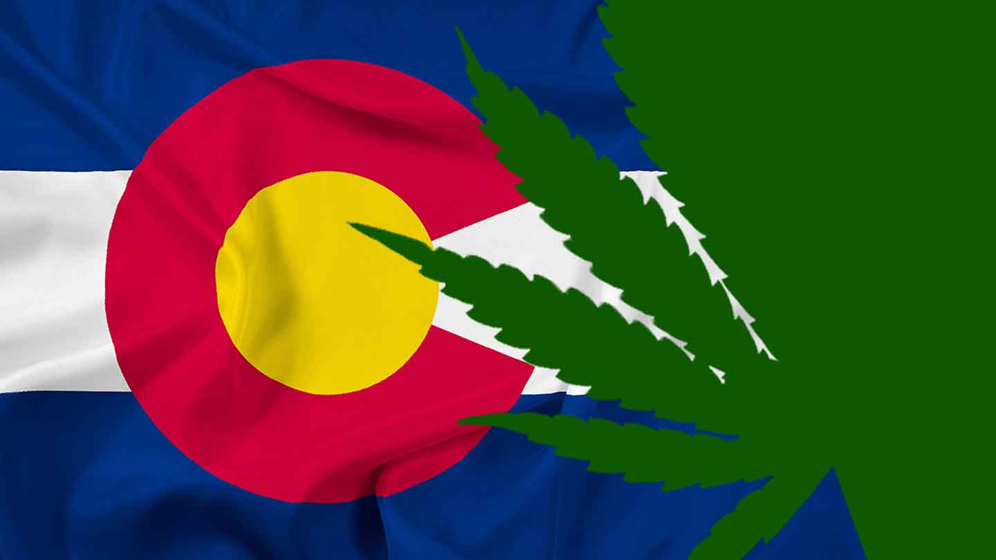 Colorado State Flag and Marijuana Leaf