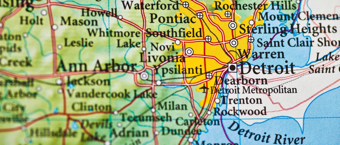 Map of Detroit, Michigan