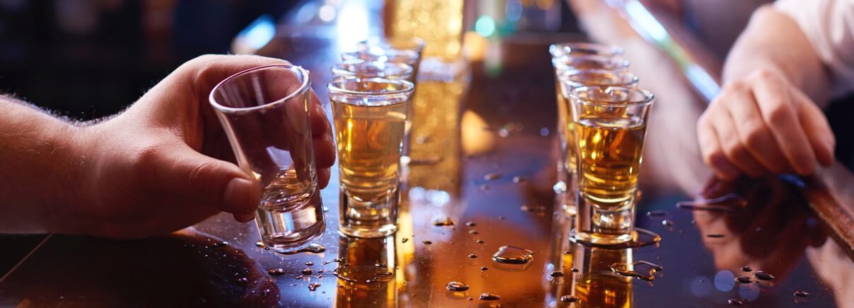Alcohol in shot glasses