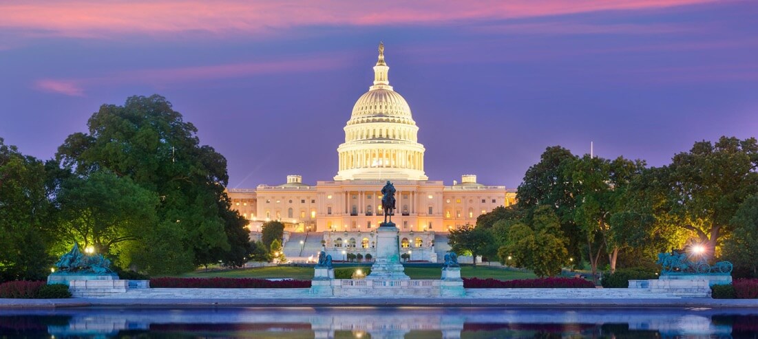 Capitol building sunset Washington DC