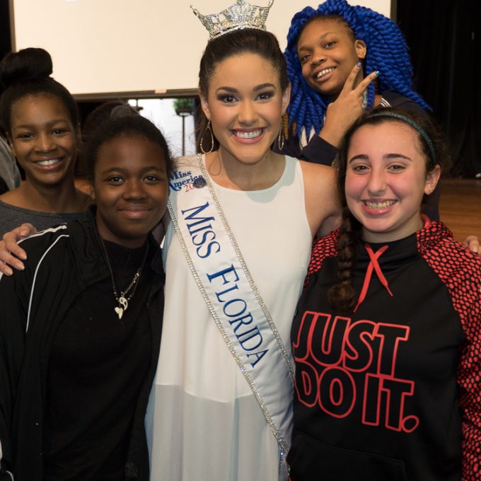 Miss Florida with high school students after Real Talk